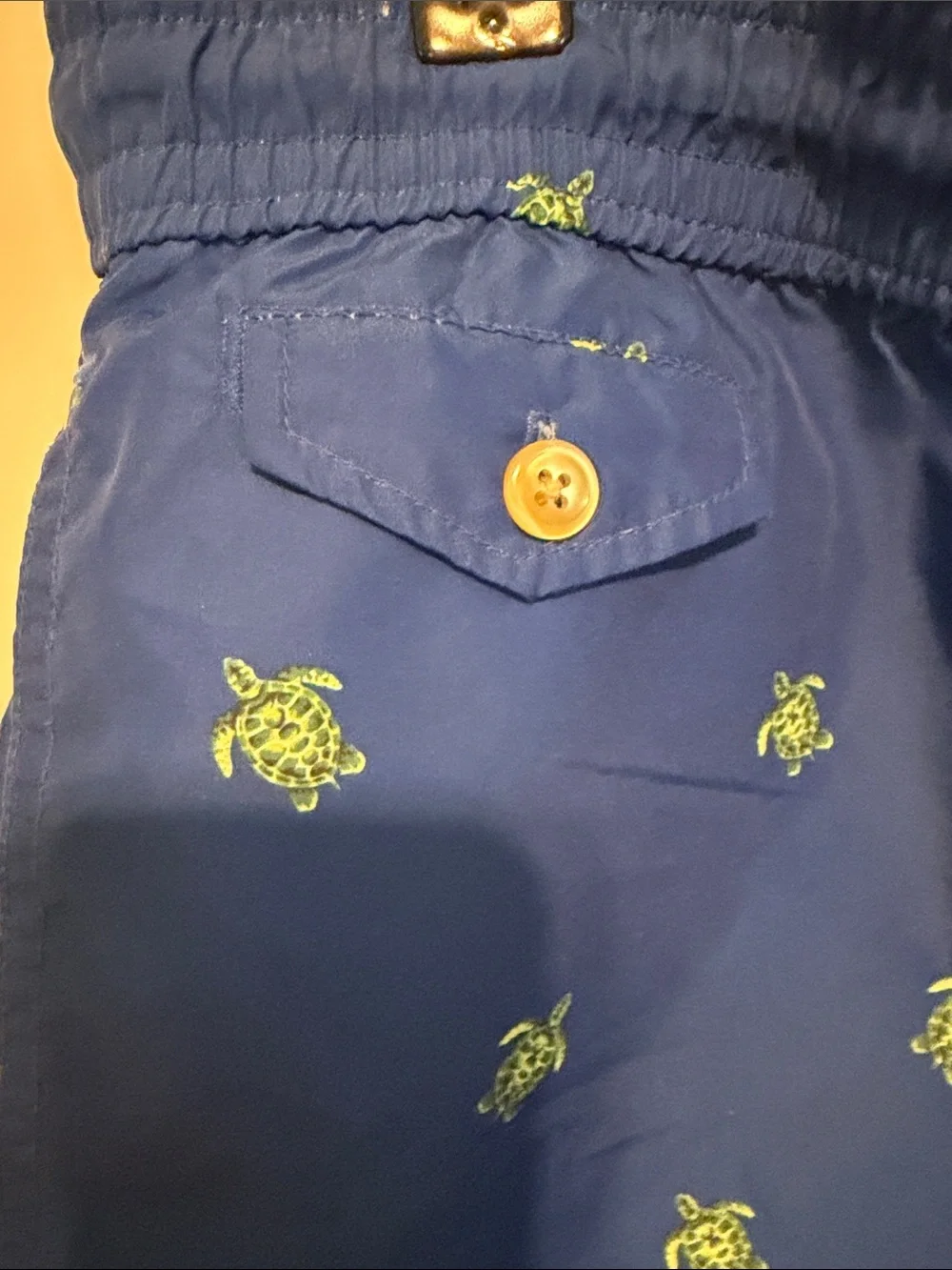 Polo by Ralph Lauren Royal Blue Swim Trunks with Green Turtle Motif